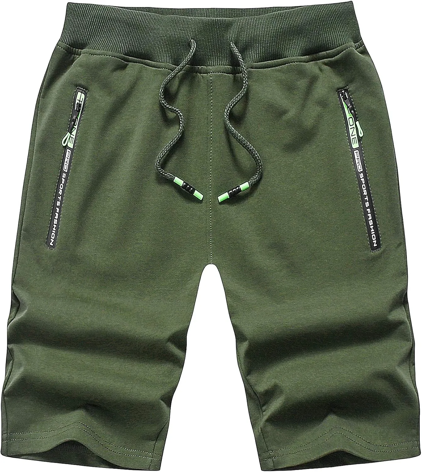 CREATMO US Men's Shorts Zipper Pocket Elastic Waist Stretch Summer Casual Beach