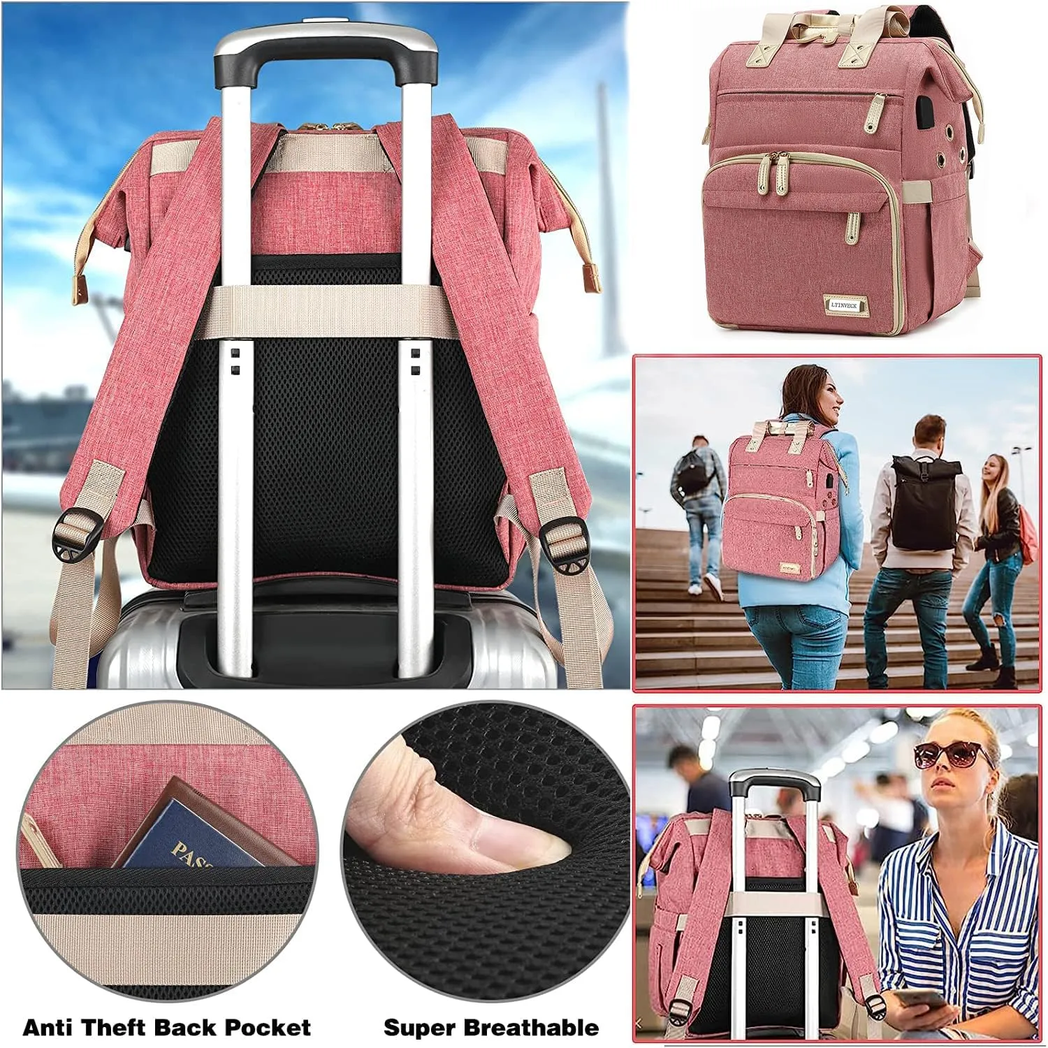 Crochet Backpack,Knitting Bag Backpack Yarn Storage Organizer Travel Crochet Bag with USB Charging Port,Yarn Storage Tote Bag Yarn Holder Case for Knitting Needles,Crochet Hooks,Crochet Accessories