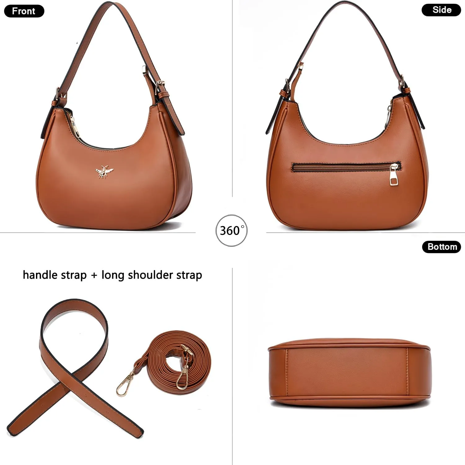 CROJUYI Small Crescent Shoulder Bags Purses for Women Retro Classic Clutch Hobo Tote Purse and Handbag Cute Crossbody Bags