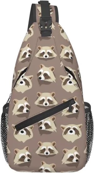 Cross Body Sling Bag For Women Men Raccoon Crossbody Bag Anti Theft Chest Bag Shoulder Backpack Travel Hiking Daypack Large Sling Cross Body Bag