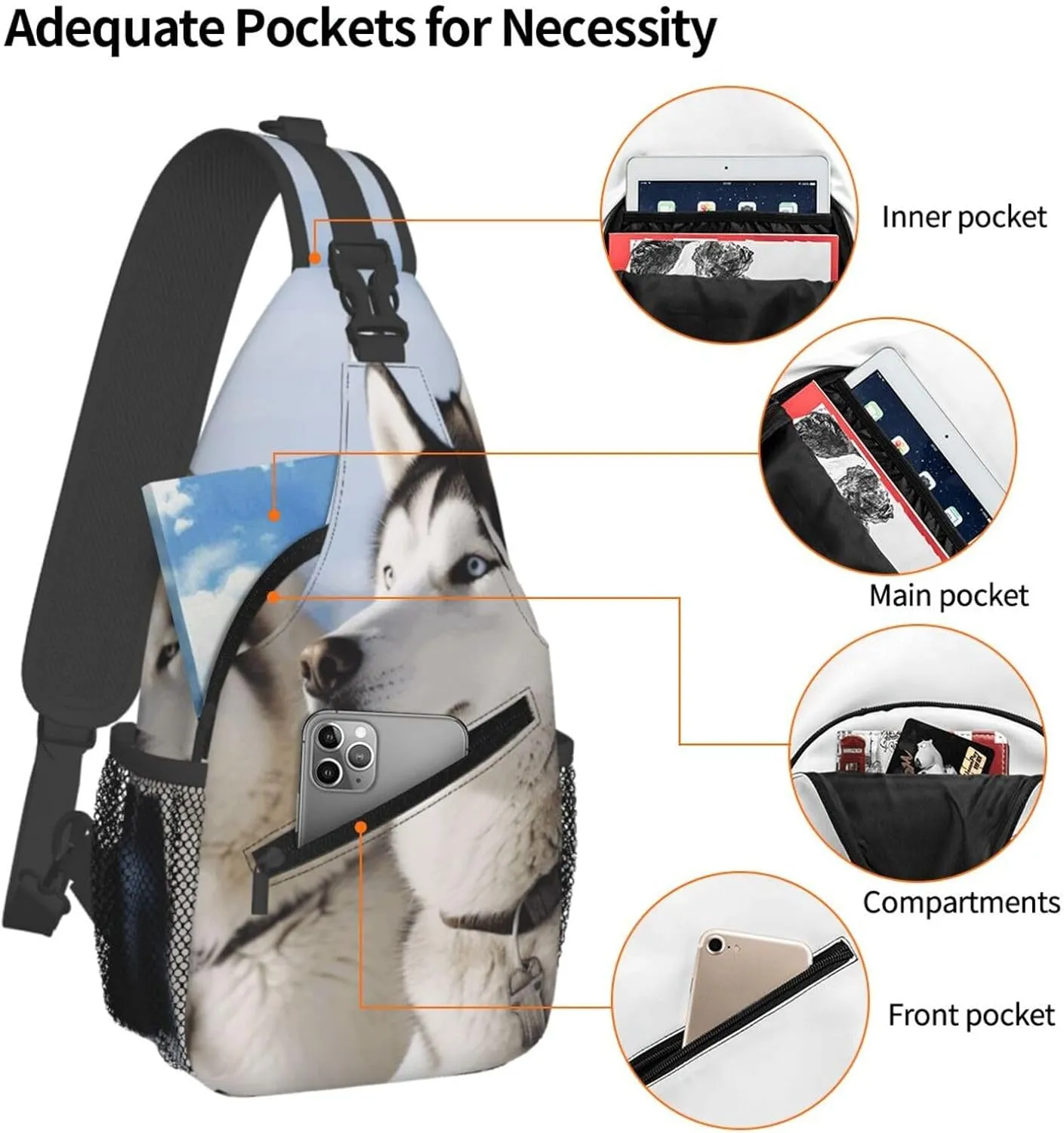Cross Chest Bag Diagonally Sling Backpack Crossbody Shoulder Bag Labrador Sling Bag Travel Hiking Daypack