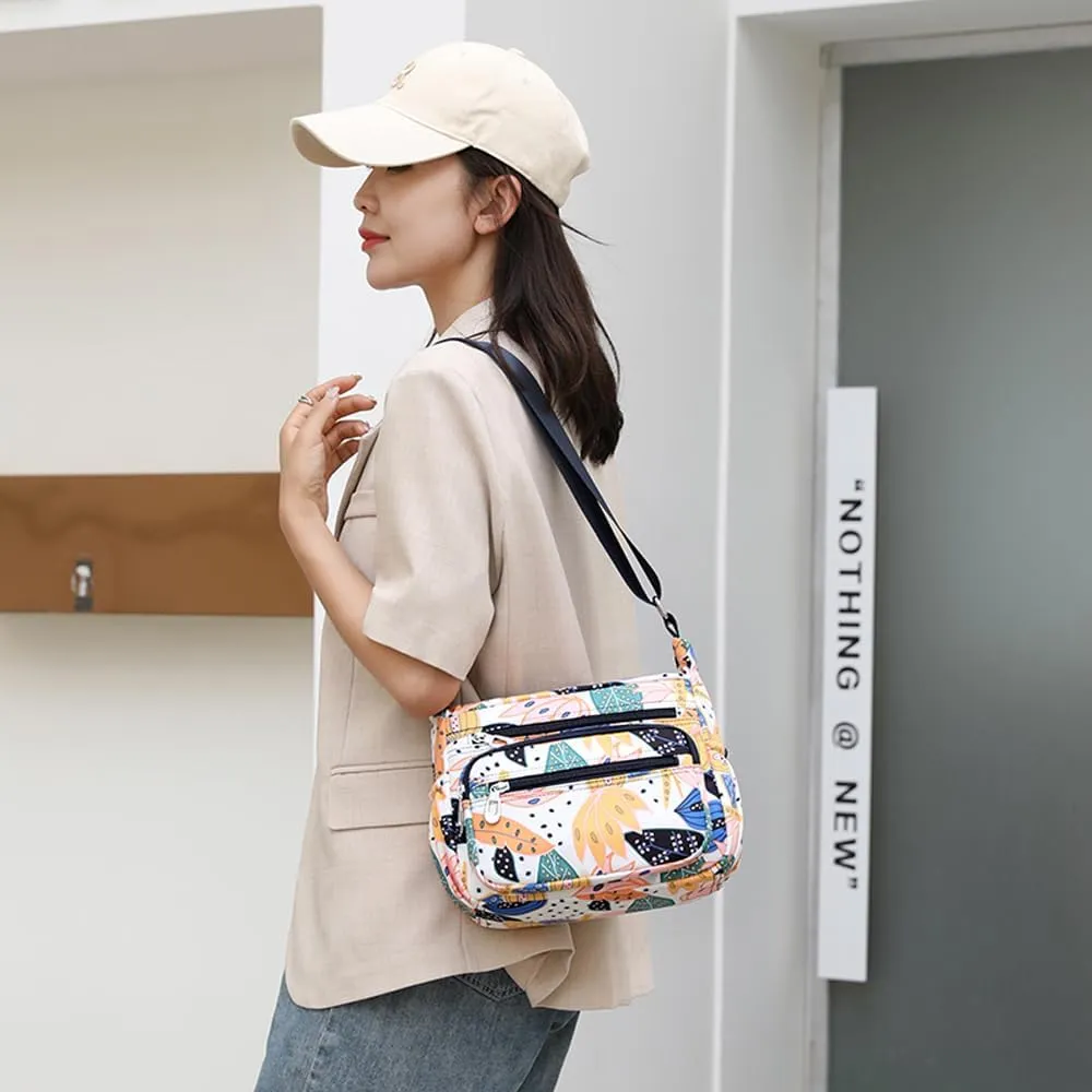 Crossbody Bag for Women Ladies Multi Pockets Shoulder Bag Handbag Lightweight Nylon Casual Messenger Bag Travel Purse