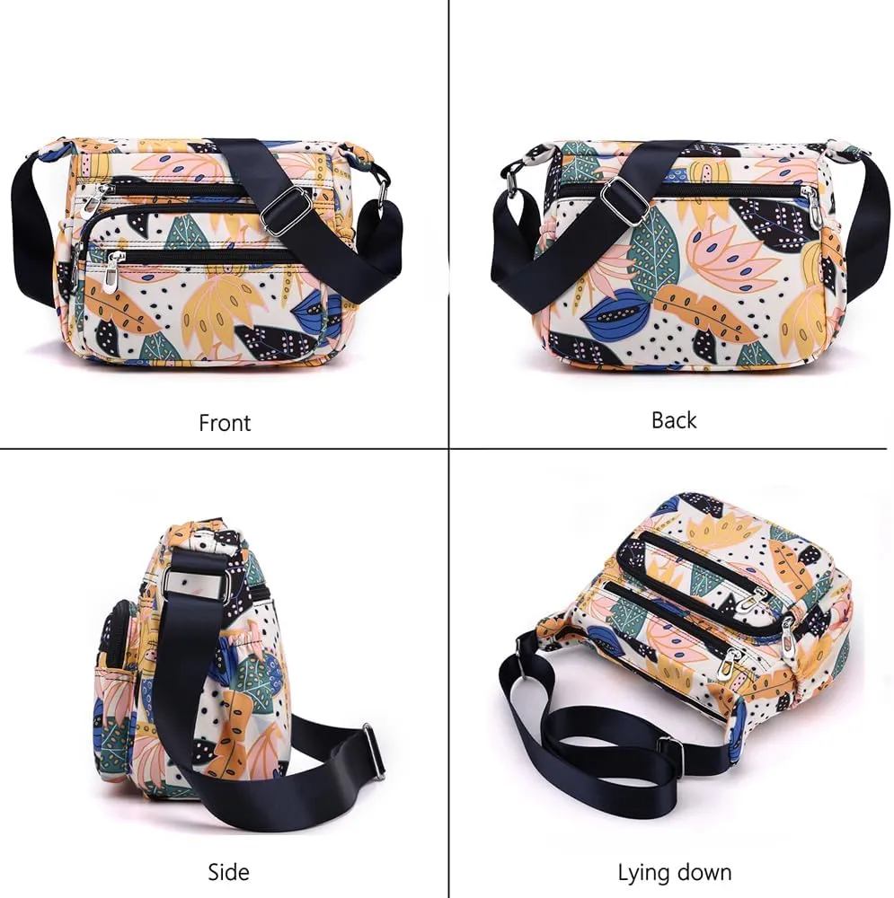 Crossbody Bag for Women Ladies Multi Pockets Shoulder Bag Handbag Lightweight Nylon Casual Messenger Bag Travel Purse