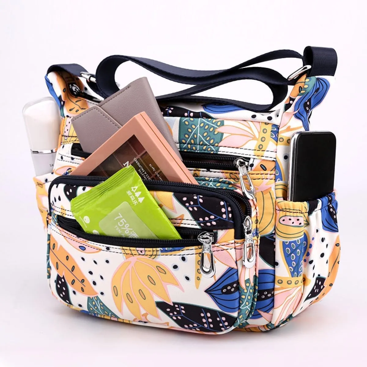 Crossbody Bag for Women Ladies Multi Pockets Shoulder Bag Handbag Lightweight Nylon Casual Messenger Bag Travel Purse
