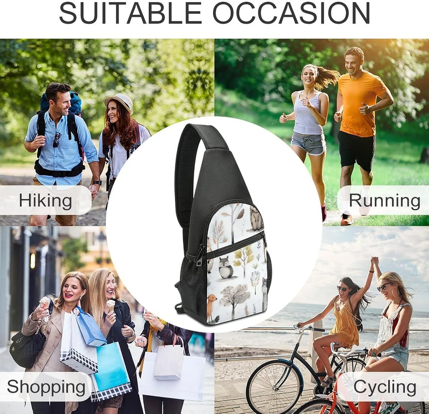 Crossbody Bag for Women Men Sling Bag Light Blue Pizza Slice Chest Bag Crossbody Adjustable Shoulder Bag