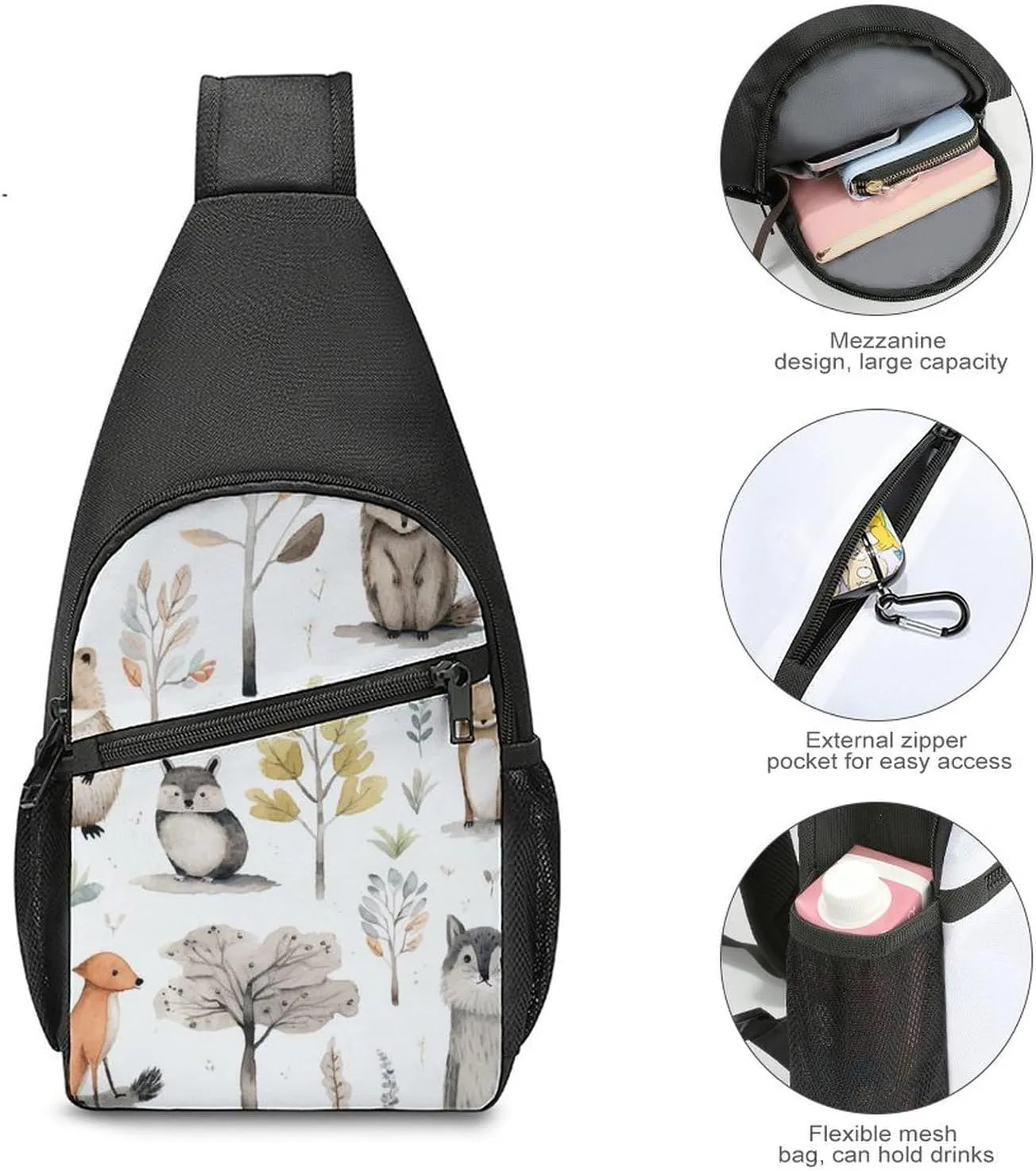 Crossbody Bag for Women Men Sling Bag Light Blue Pizza Slice Chest Bag Crossbody Adjustable Shoulder Bag