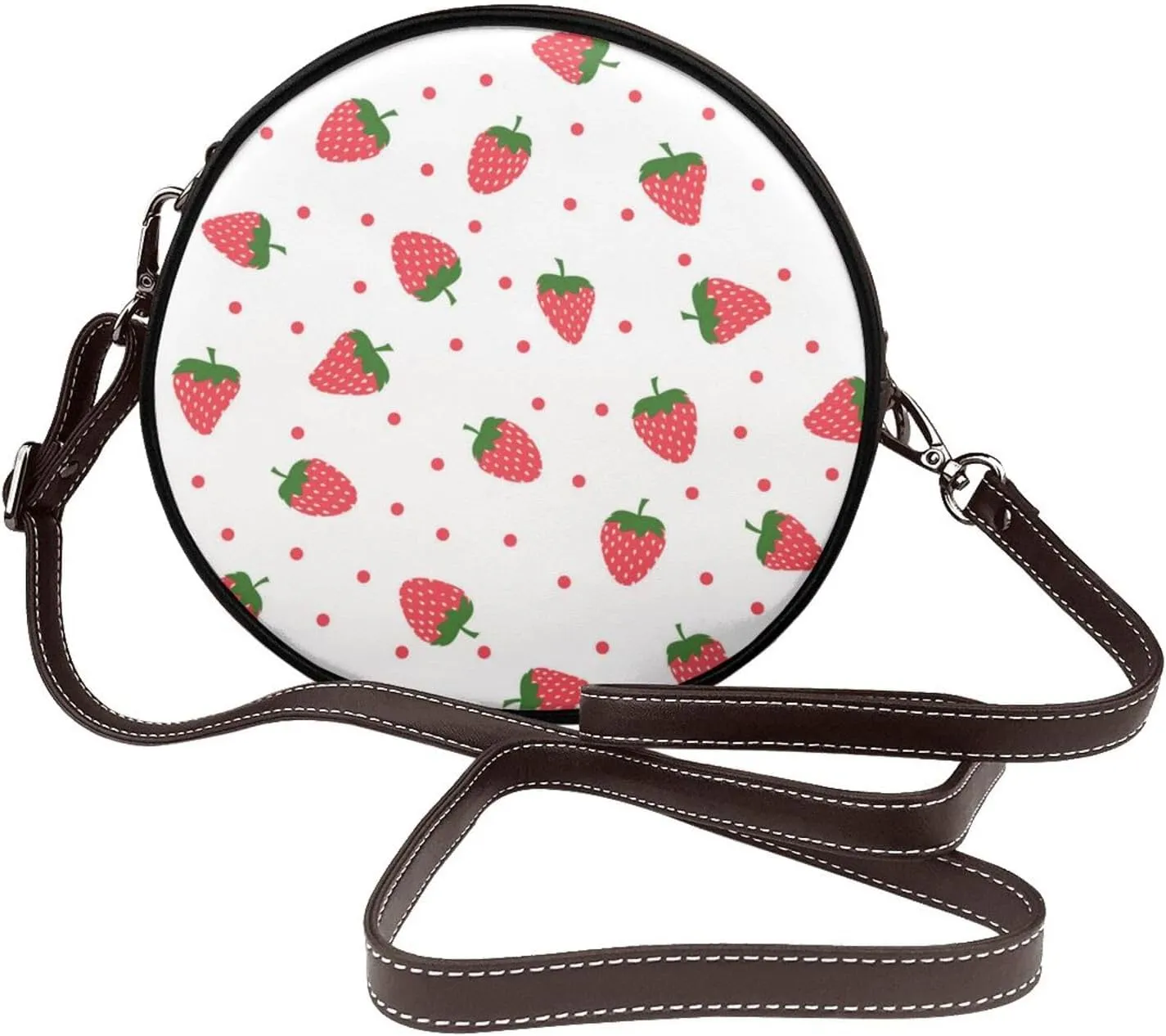 Crossbody Bags for Women, Round PU Leather Purses Crossbody Handbag Purse with Adjustable Strap