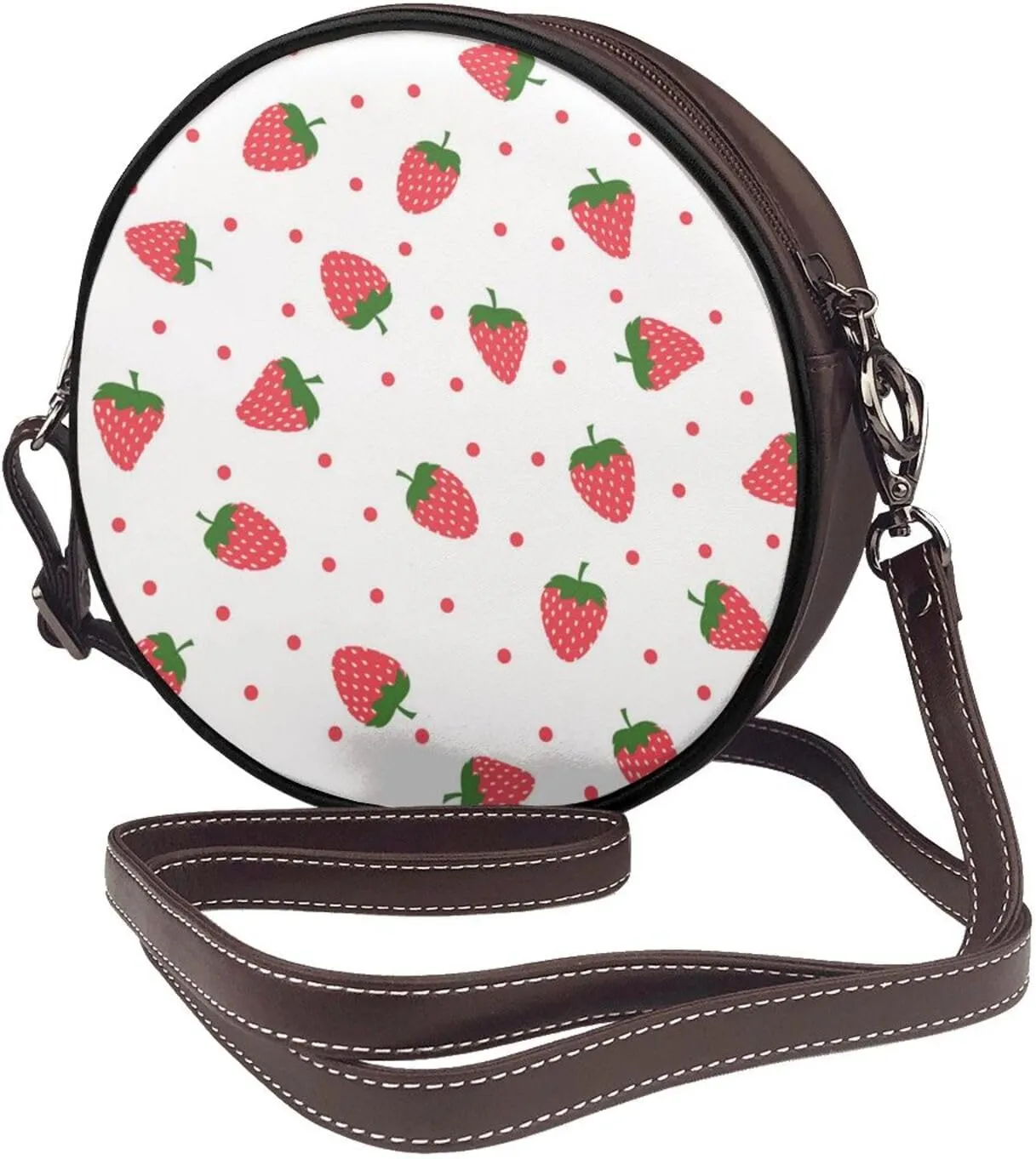 Crossbody Bags for Women, Round PU Leather Purses Crossbody Handbag Purse with Adjustable Strap