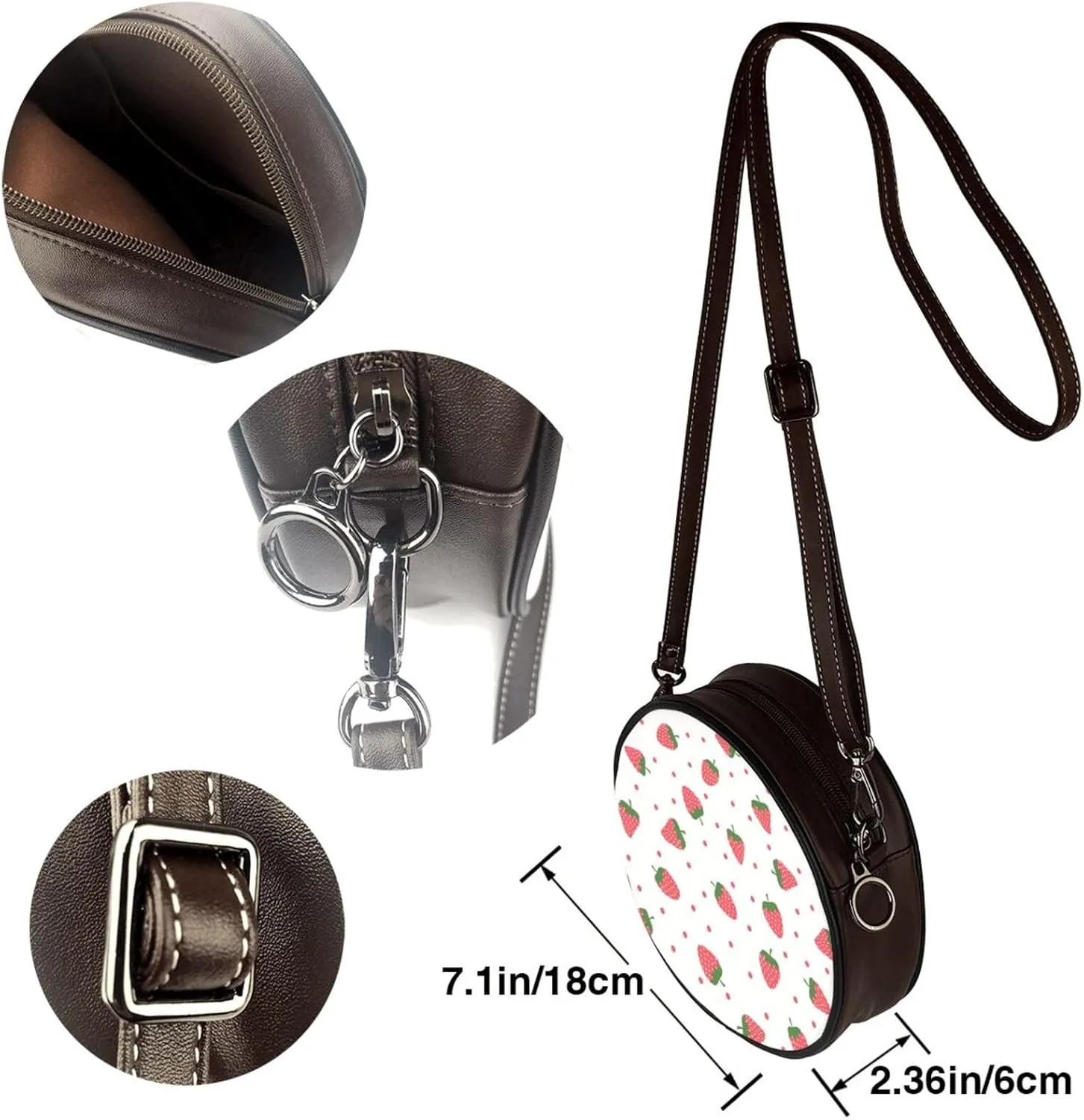 Crossbody Bags for Women, Round PU Leather Purses Crossbody Handbag Purse with Adjustable Strap