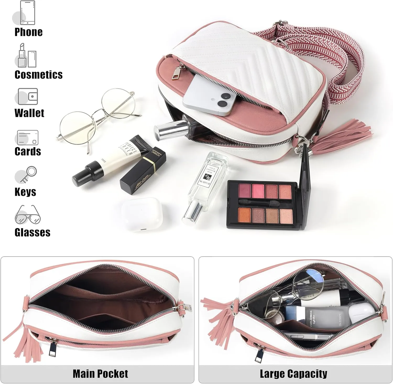 Crossbody Bags for Women Soft Leather Crossbody Purses Small Shoulder Handbags with Two Adjustable Straps