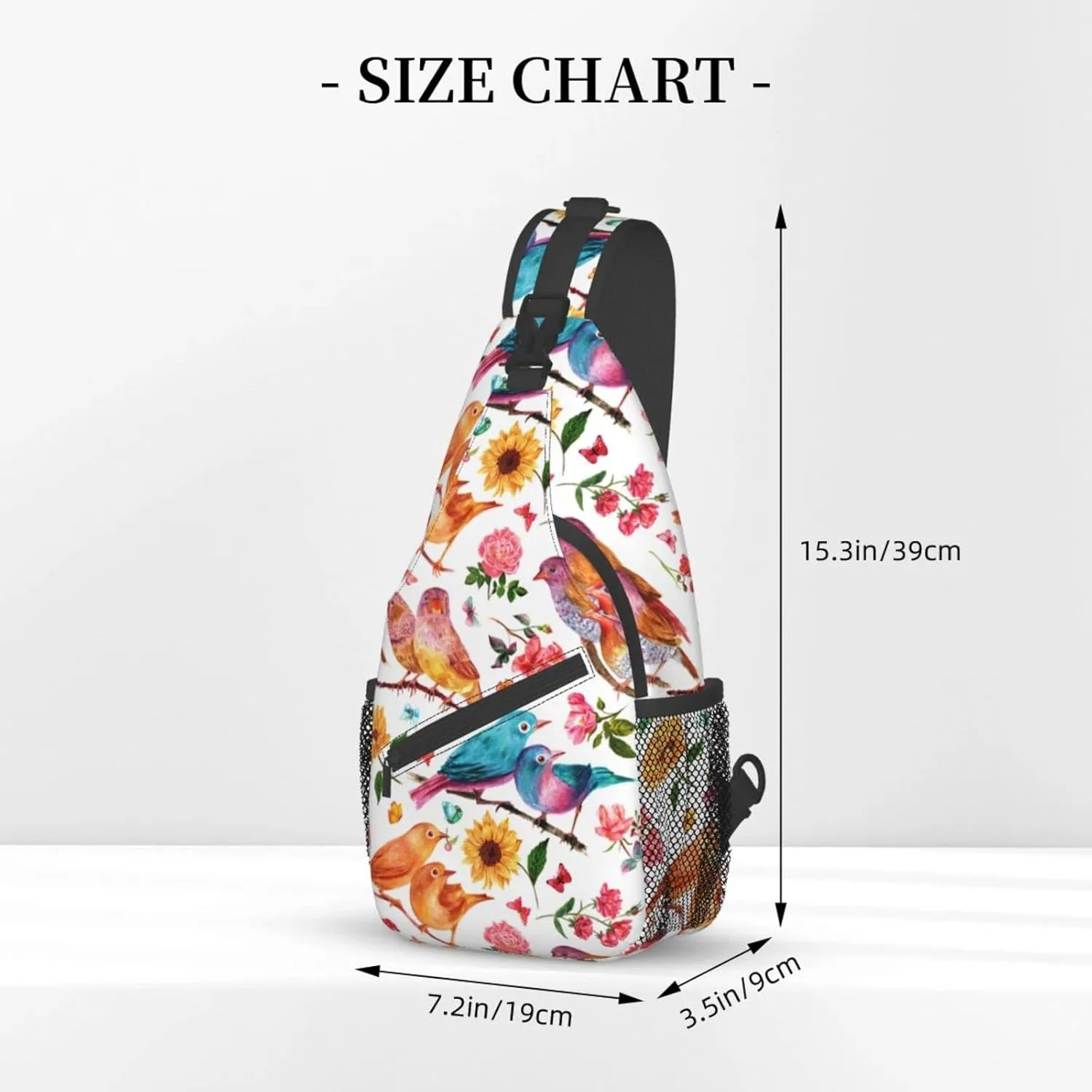 Crossbody Sling Backpack Sling Bag Chest Bag Shoulder Bag Travel Hiking Daypack For Men Women-Flowers Birds And Butterflies