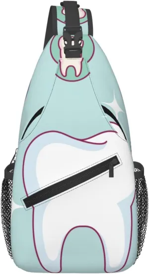 Crossbody Sling Bag for Men Women, Dental Care Tooth Teeth Sling Backpack Shoulder Chest Bag, Anti Theft Travel Hiking Daypacks