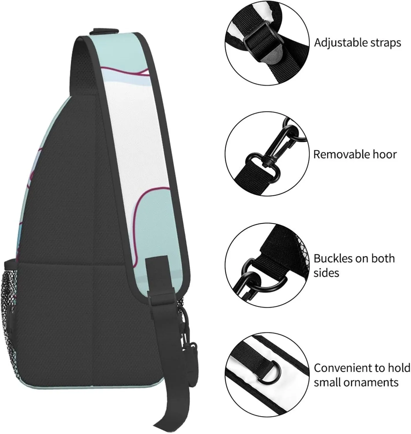 Crossbody Sling Bag for Men Women, Dental Care Tooth Teeth Sling Backpack Shoulder Chest Bag, Anti Theft Travel Hiking Daypacks