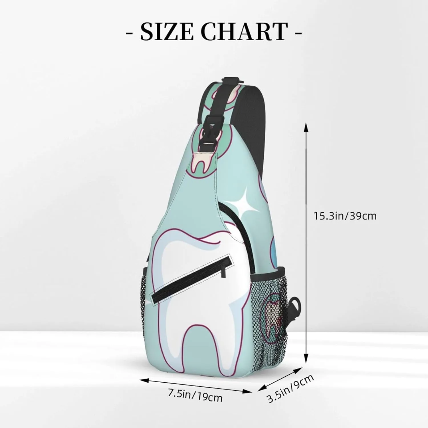 Crossbody Sling Bag for Men Women, Dental Care Tooth Teeth Sling Backpack Shoulder Chest Bag, Anti Theft Travel Hiking Daypacks