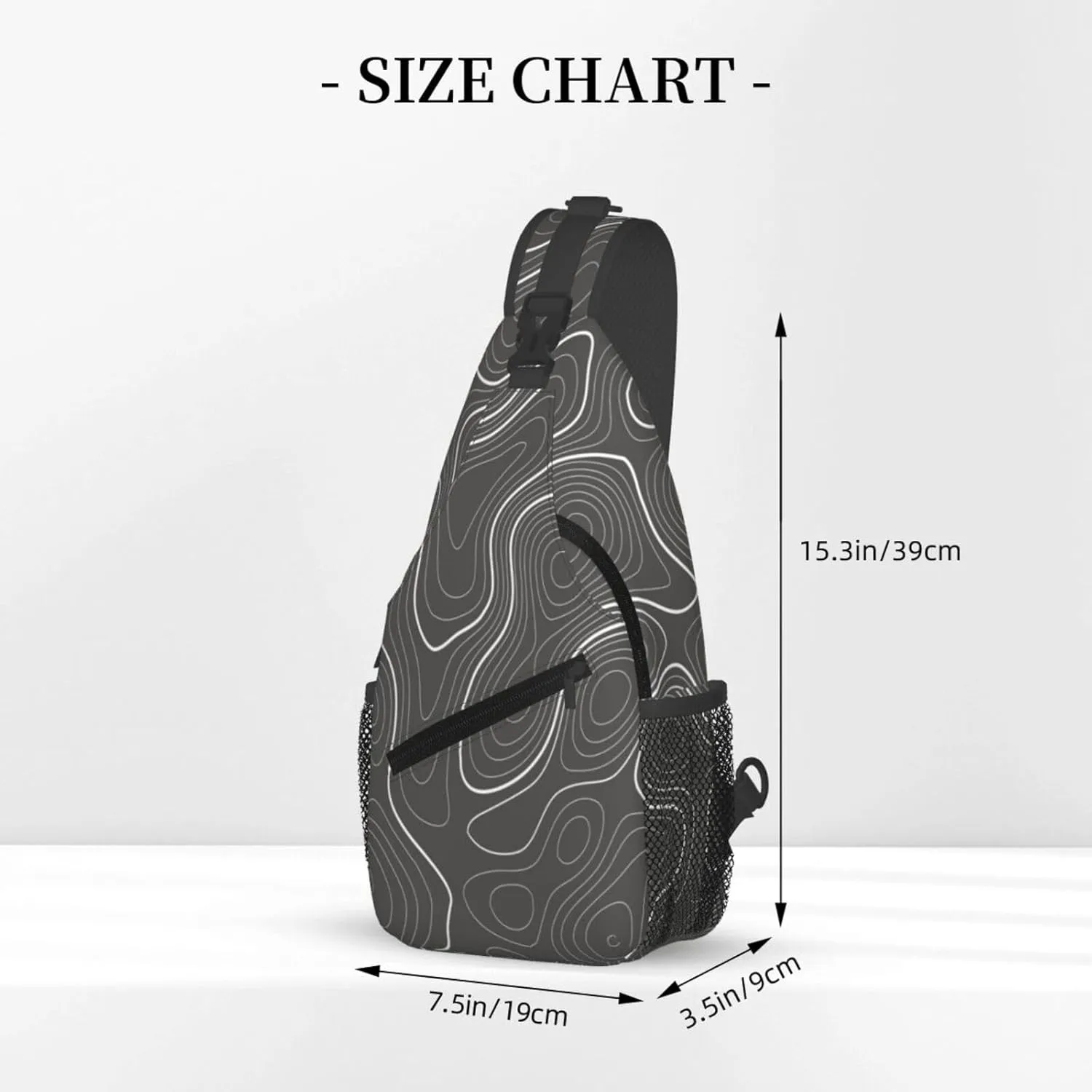 Crossbody Sling Bag for Men Women, Topography Contour Map Sling Backpack Shoulder Chest Bag, Anti Theft Travel Hiking Daypacks