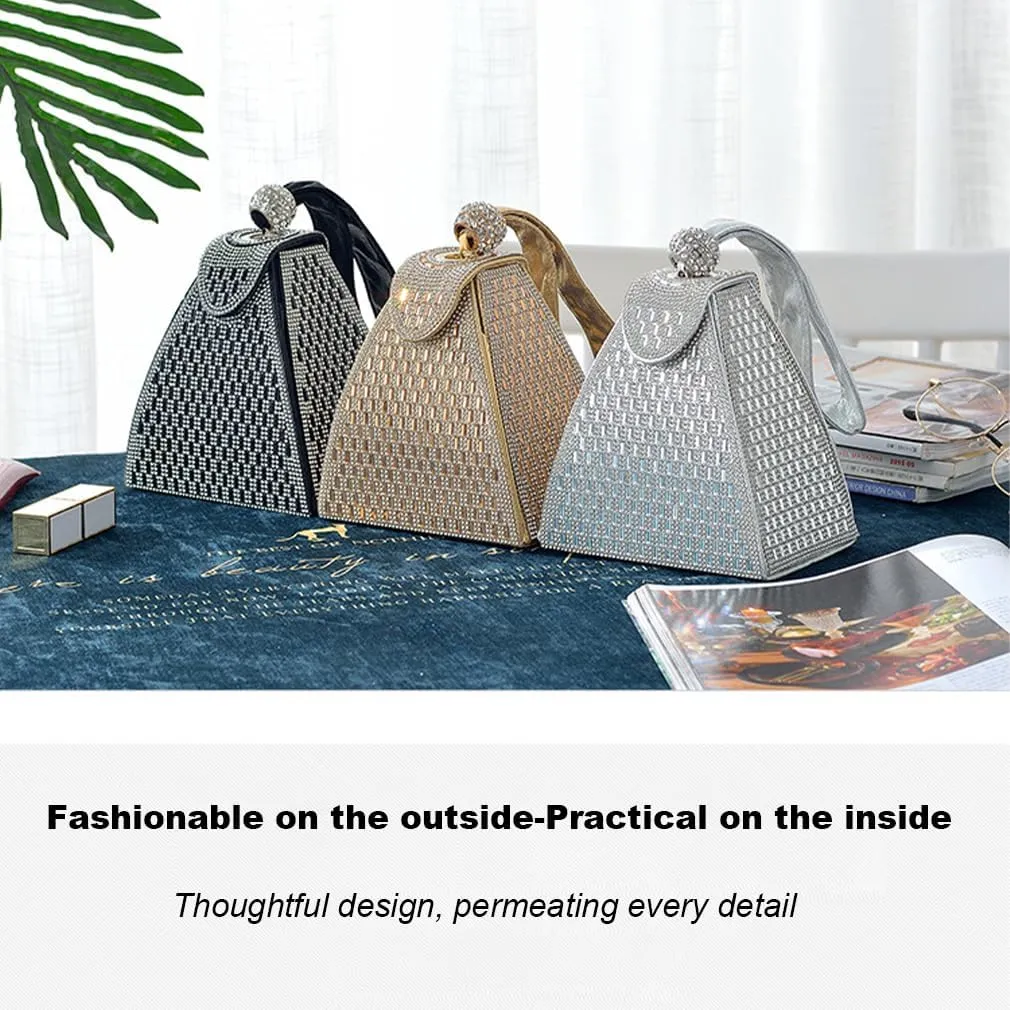 Crystal Pyramid Handbag,Crystal Handbag,Rhinestone Clutch Purses For Women,Elegant Evening Clutch Bag