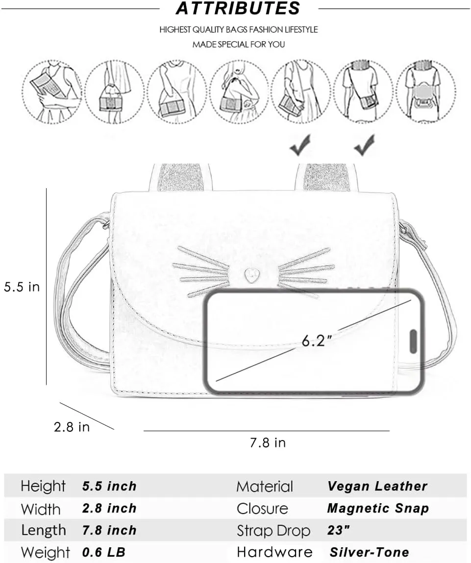Cute Purses for Teen Girls Small Crossbody Purse and Handbags Cat Gifts for Kids