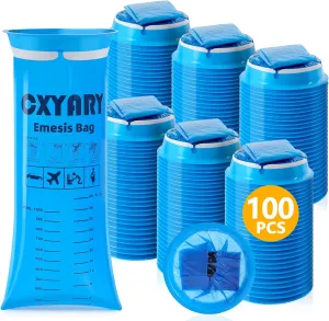 CXYARY Vomit Bags Disposable, 100 Pack 1000ml Emesis Bags, Portable Throw Up Puke Nausea Bag for Pregnant Women, Leak Resistant for Car and Travel Motion Sickness