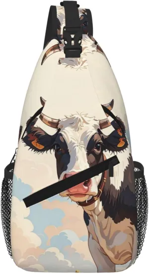 Dairy Cow Sling Bag For Women Men Travel Hiking Backpack Crossbody Shoulder Chest Bags Casual Daypack