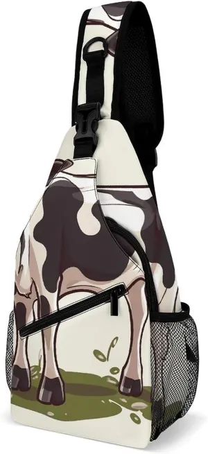 Dairy Cow Sling Bag Waterproof Lightweight Crossbody Chest Bag Casual Travel Hiking Daypack for Women Men