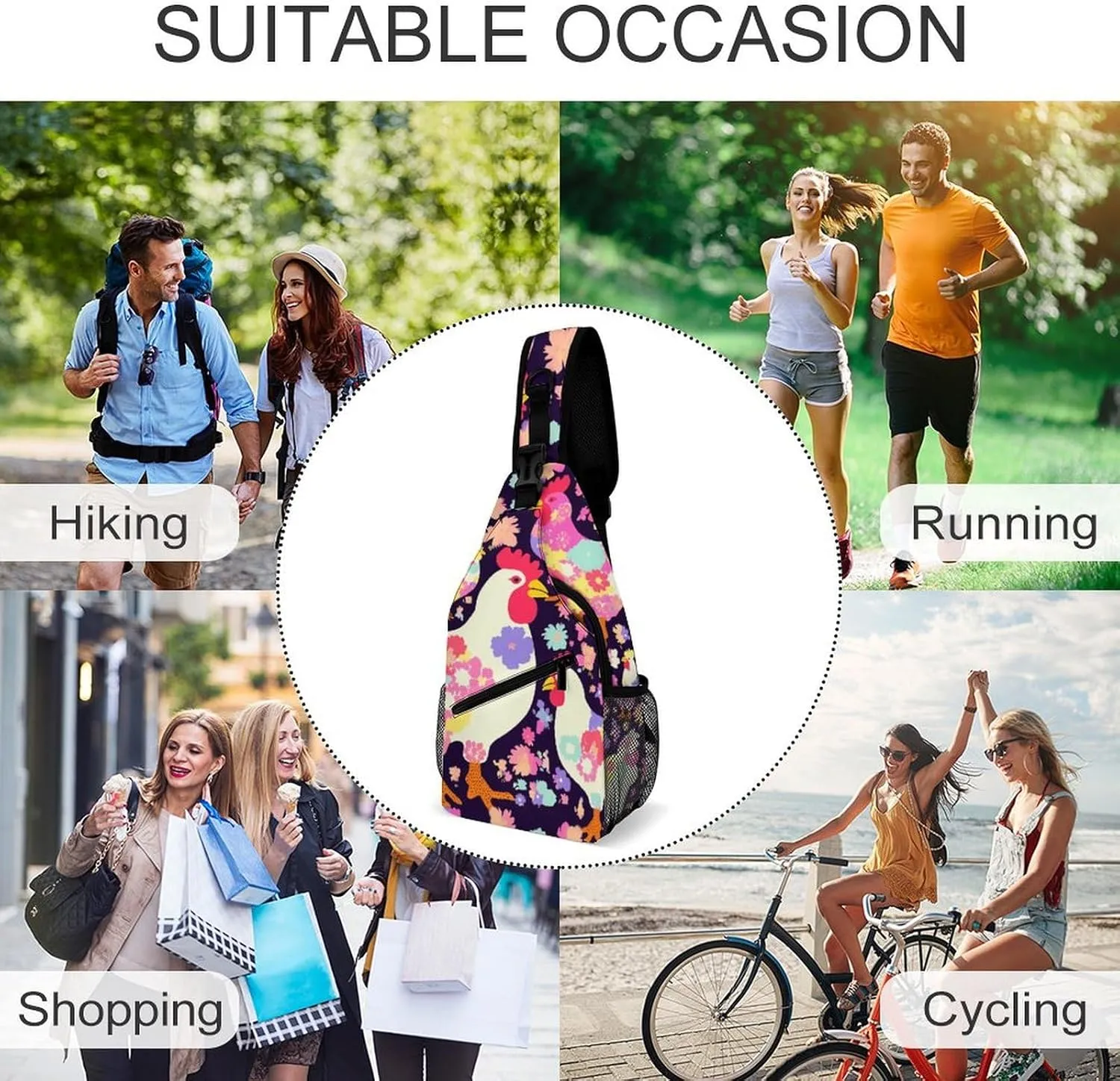 Dark And Light Colors Crossbody Bag, Sling Bag, Sling Backpack, Belt Bags for Travel Outdoors Hiking