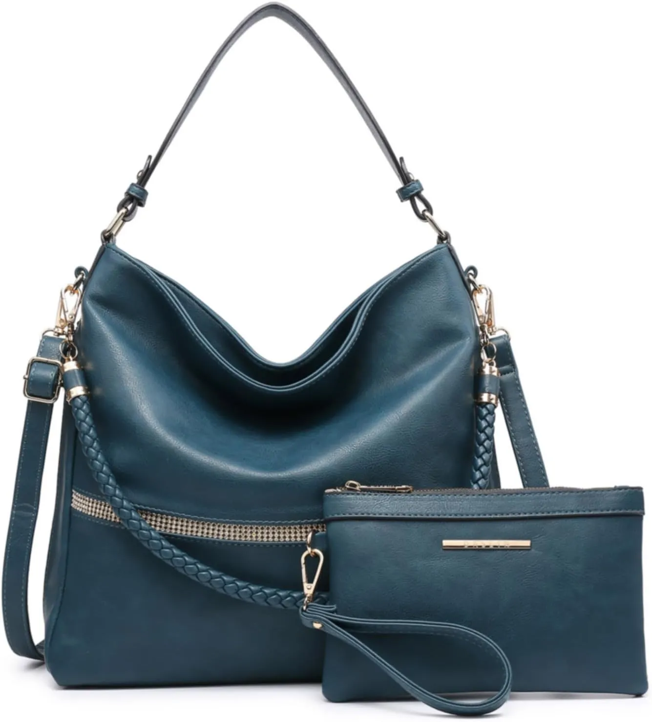 Dasein Hobo Handbags for Women Purses Vegan Leather Shoulder Bags Bucket Purse Large Tote Set with Long Strap