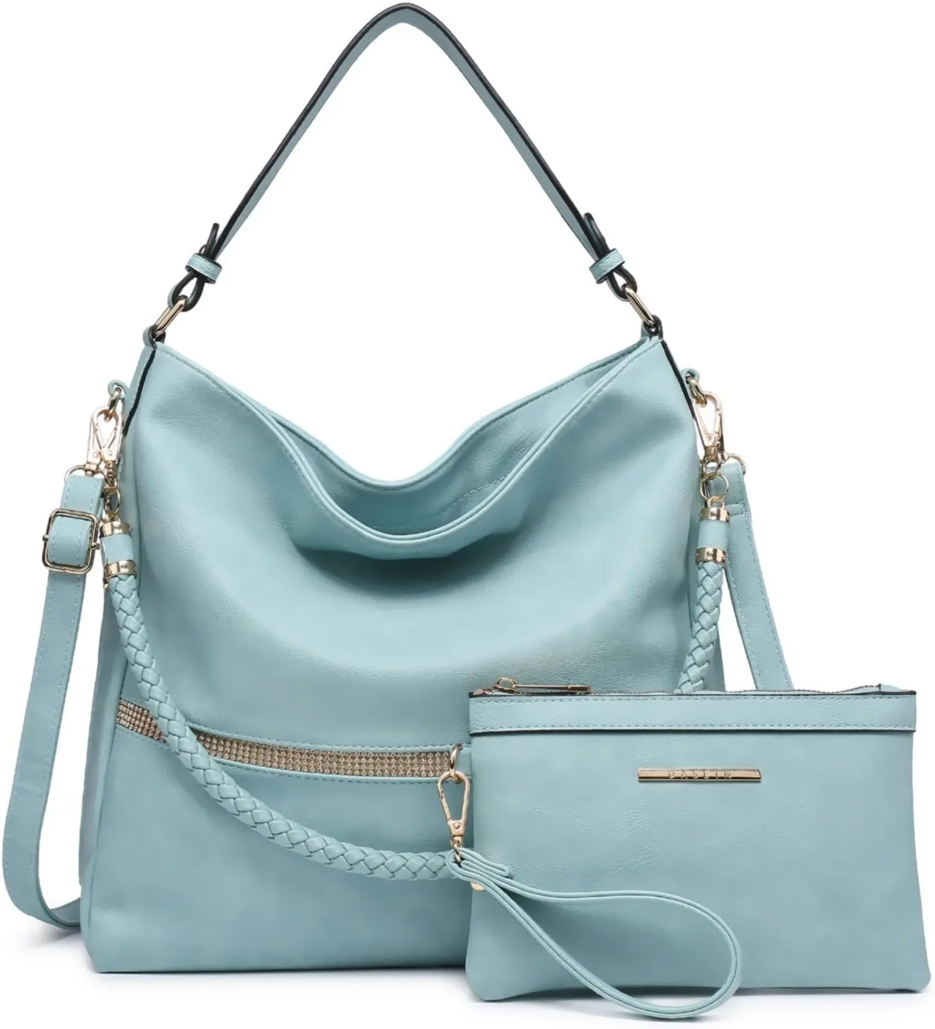Dasein Hobo Handbags for Women Purses Vegan Leather Shoulder Bags Bucket Purse Large Tote Set with Long Strap