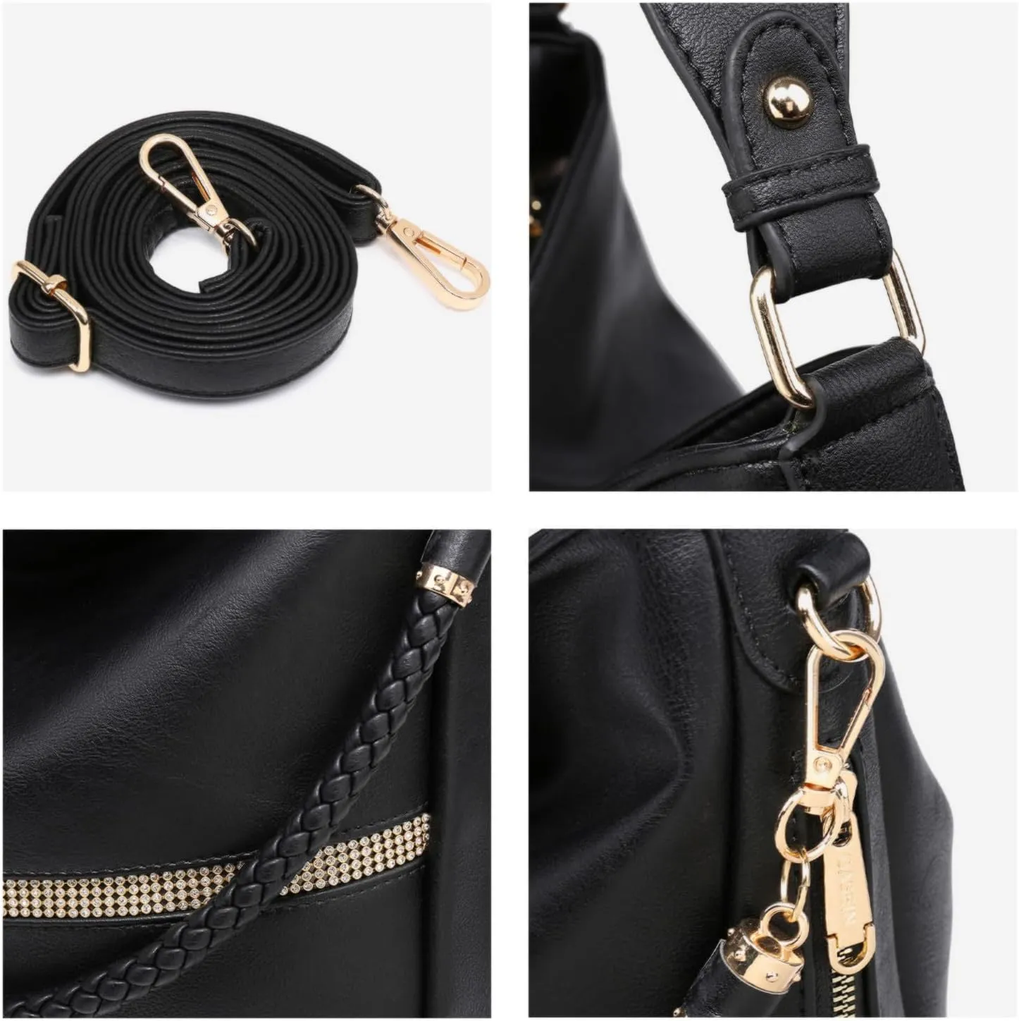 Dasein Hobo Handbags for Women Purses Vegan Leather Shoulder Bags Bucket Purse Large Tote Set with Long Strap