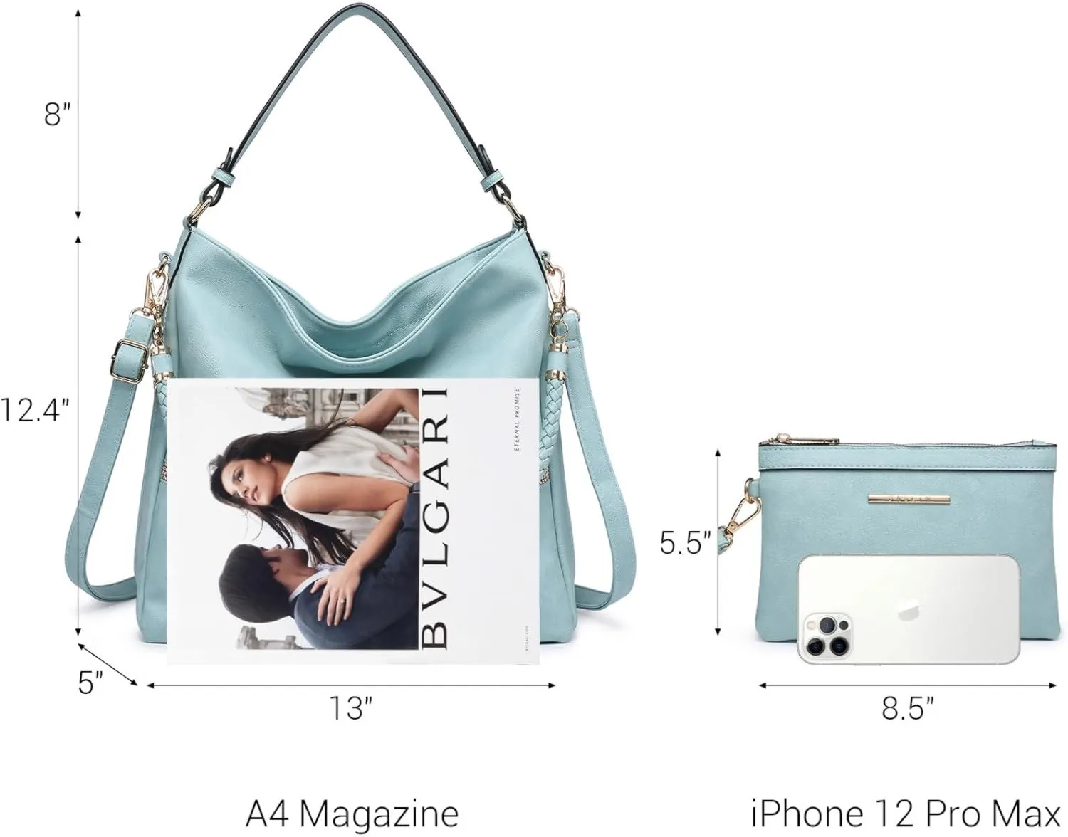 Dasein Hobo Handbags for Women Purses Vegan Leather Shoulder Bags Bucket Purse Large Tote Set with Long Strap