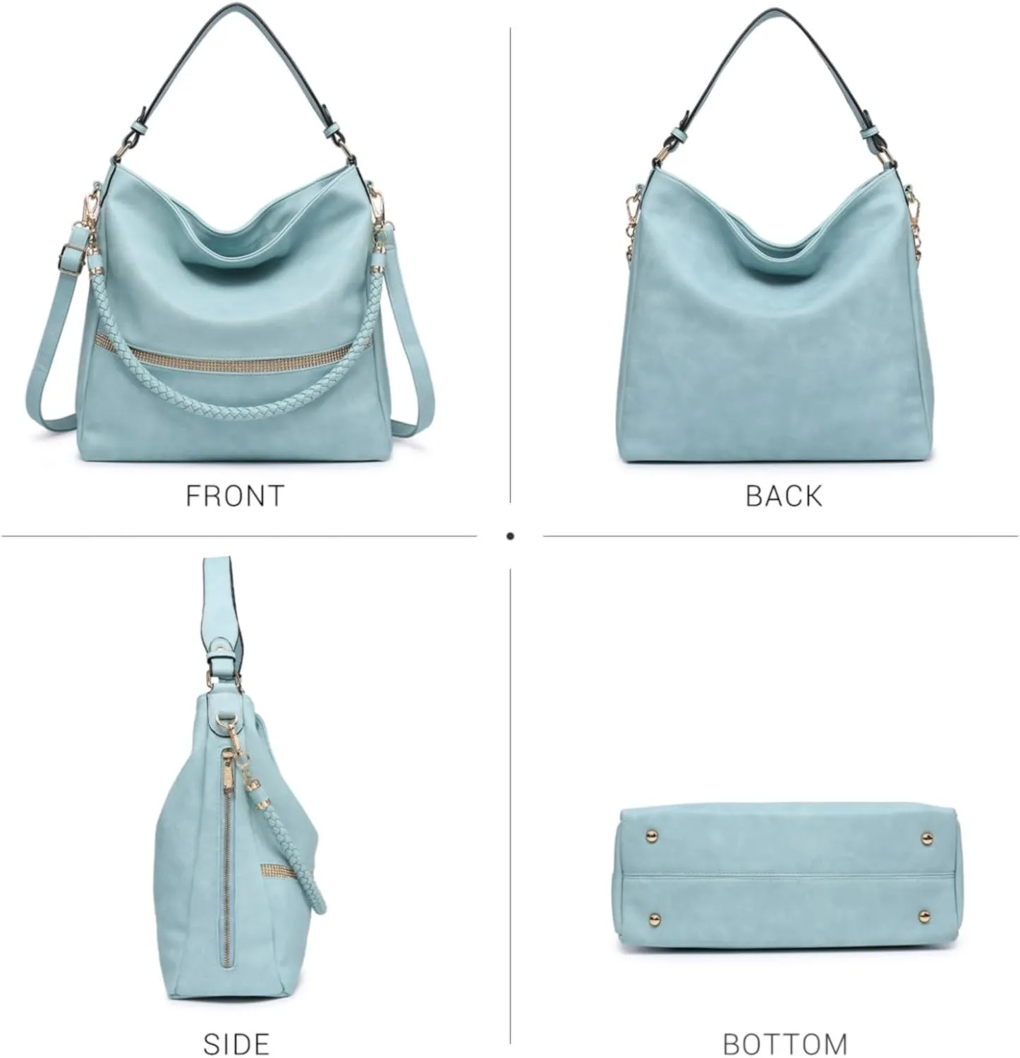 Dasein Hobo Handbags for Women Purses Vegan Leather Shoulder Bags Bucket Purse Large Tote Set with Long Strap