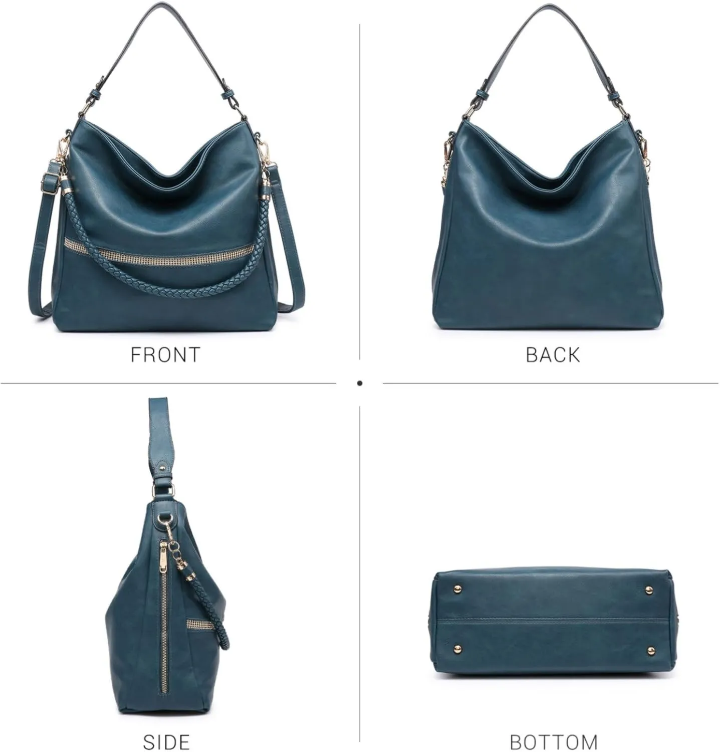 Dasein Hobo Handbags for Women Purses Vegan Leather Shoulder Bags Bucket Purse Large Tote Set with Long Strap