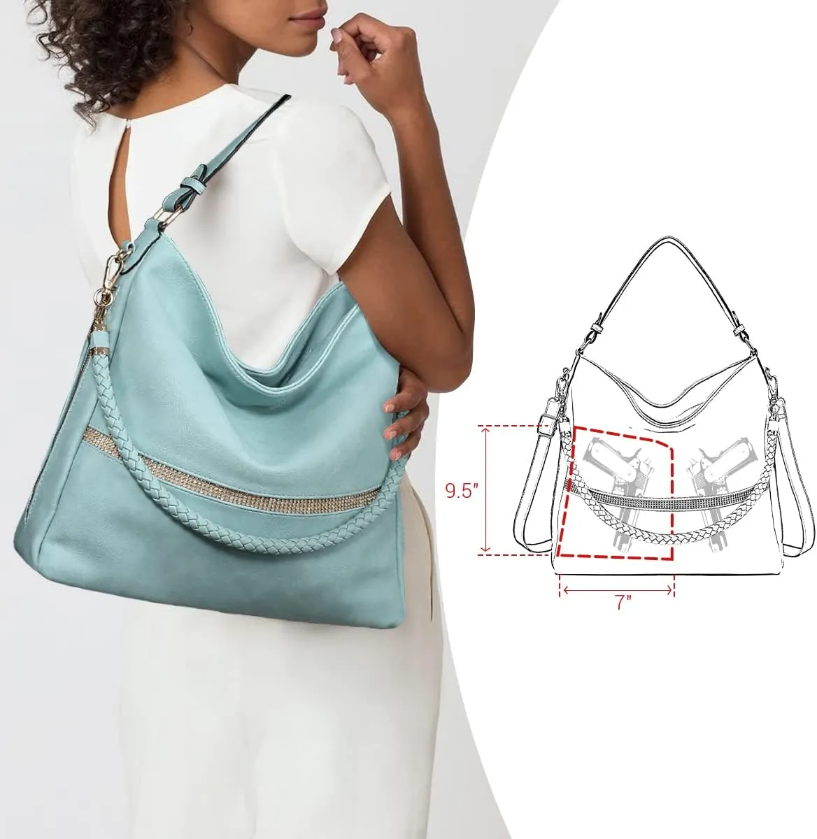 Dasein Hobo Handbags for Women Purses Vegan Leather Shoulder Bags Bucket Purse Large Tote Set with Long Strap