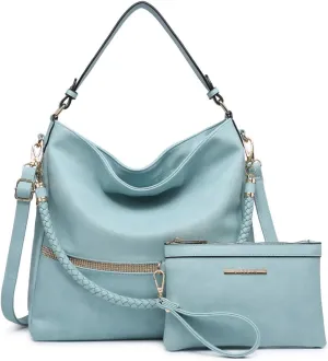 Dasein Hobo Handbags for Women Purses Vegan Leather Shoulder Bags Bucket Purse Large Tote Set with Long Strap