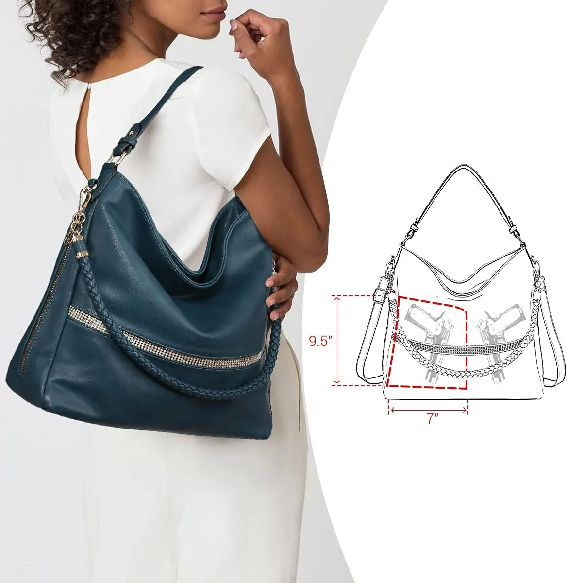 Dasein Hobo Handbags for Women Purses Vegan Leather Shoulder Bags Bucket Purse Large Tote Set with Long Strap