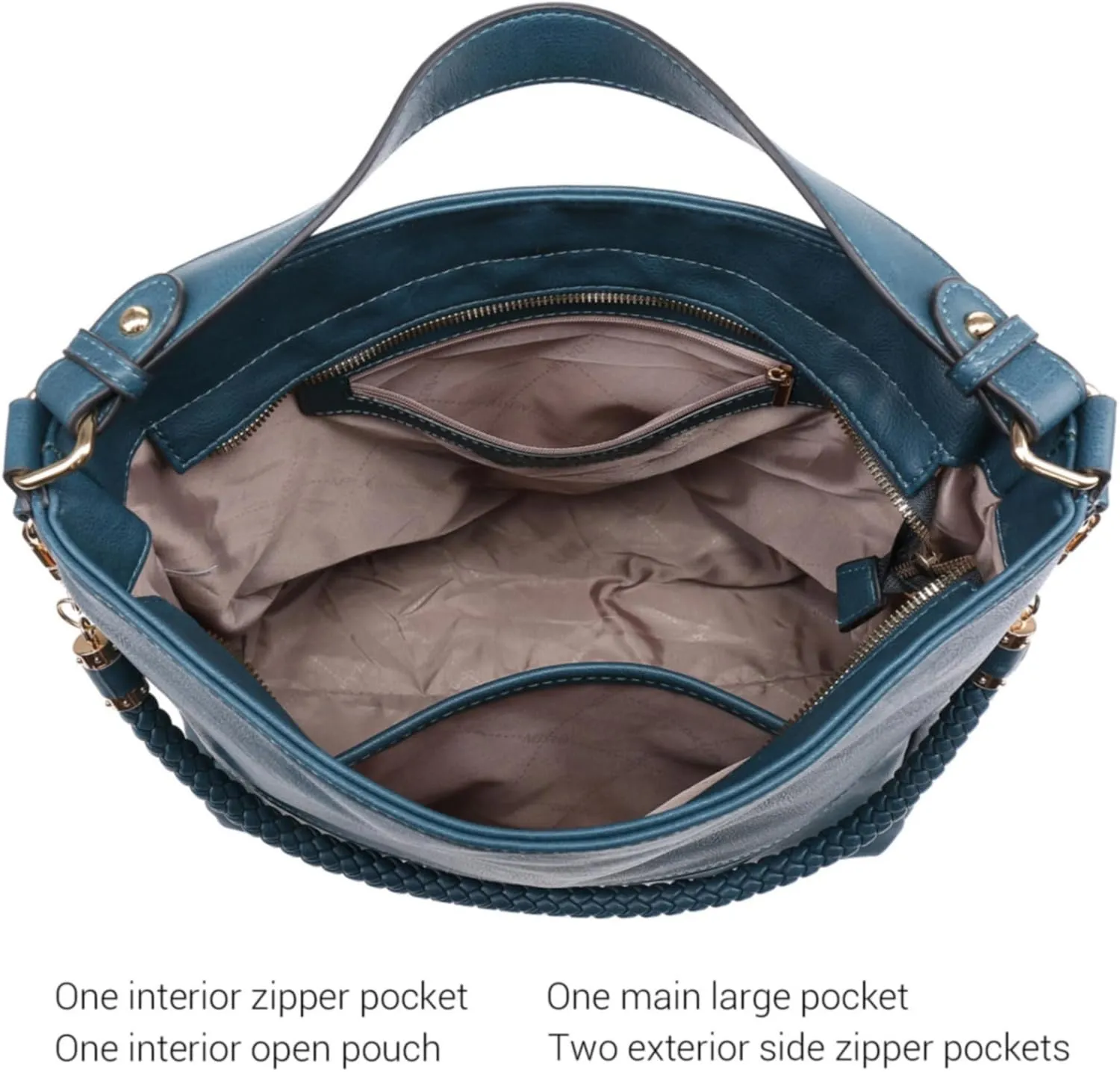 Dasein Hobo Handbags for Women Purses Vegan Leather Shoulder Bags Bucket Purse Large Tote Set with Long Strap