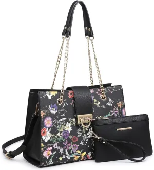 Dasein Leather Handbag Tote Hobo Bag for Women Shoulder Purse Top Handle Satchel Bag with Matching Clutch