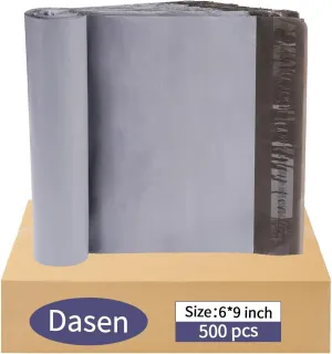 Dasen 500pc Poly Mailers 6x9 Inches,Shipping Envelopes Self Seal Mailers Bags Waterproof and Tear-Proof Packaging Bags, Shipping Bags for Clothing