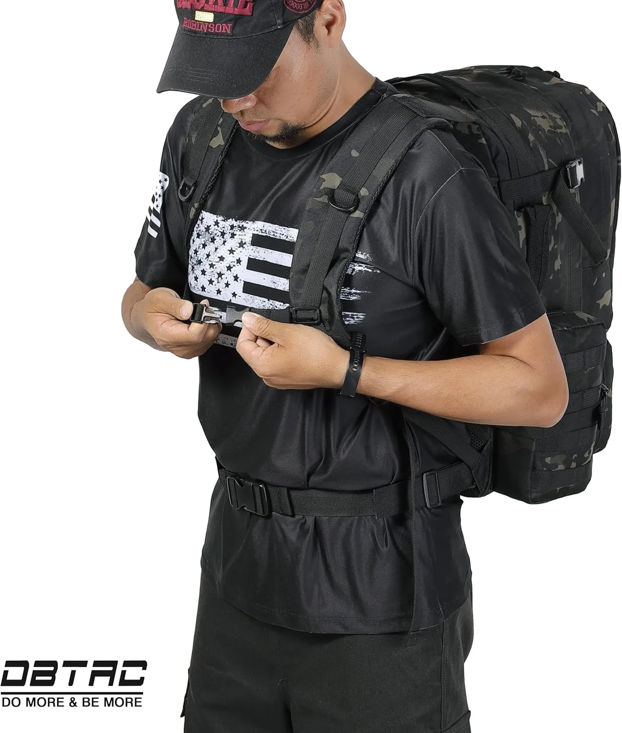 DBTAC Tactical Backpack 50L Large Classic Army 3-DAYS Assault Pack Molle Bag for Outdoor Hiking/Travel/Work (Black Camo)