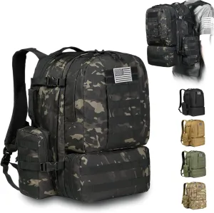 DBTAC Tactical Backpack 50L Large Classic Army 3-DAYS Assault Pack Molle Bag for Outdoor Hiking/Travel/Work (Black Camo)