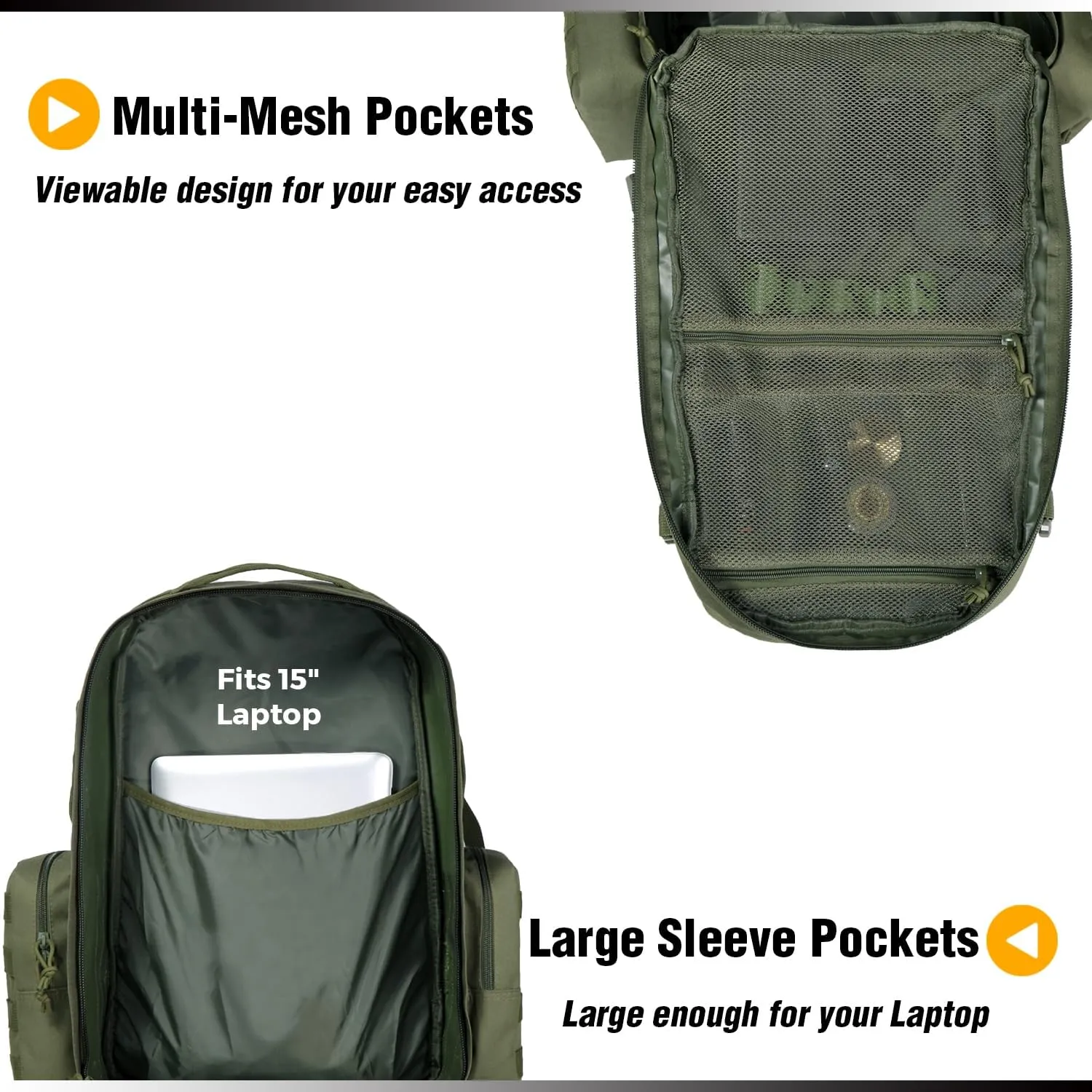 DBTAC Tactical Backpack 50L Large Classic Army 3-DAYS Assault Pack Molle Bag for Outdoor Hiking/Travel/Work (OD Green)