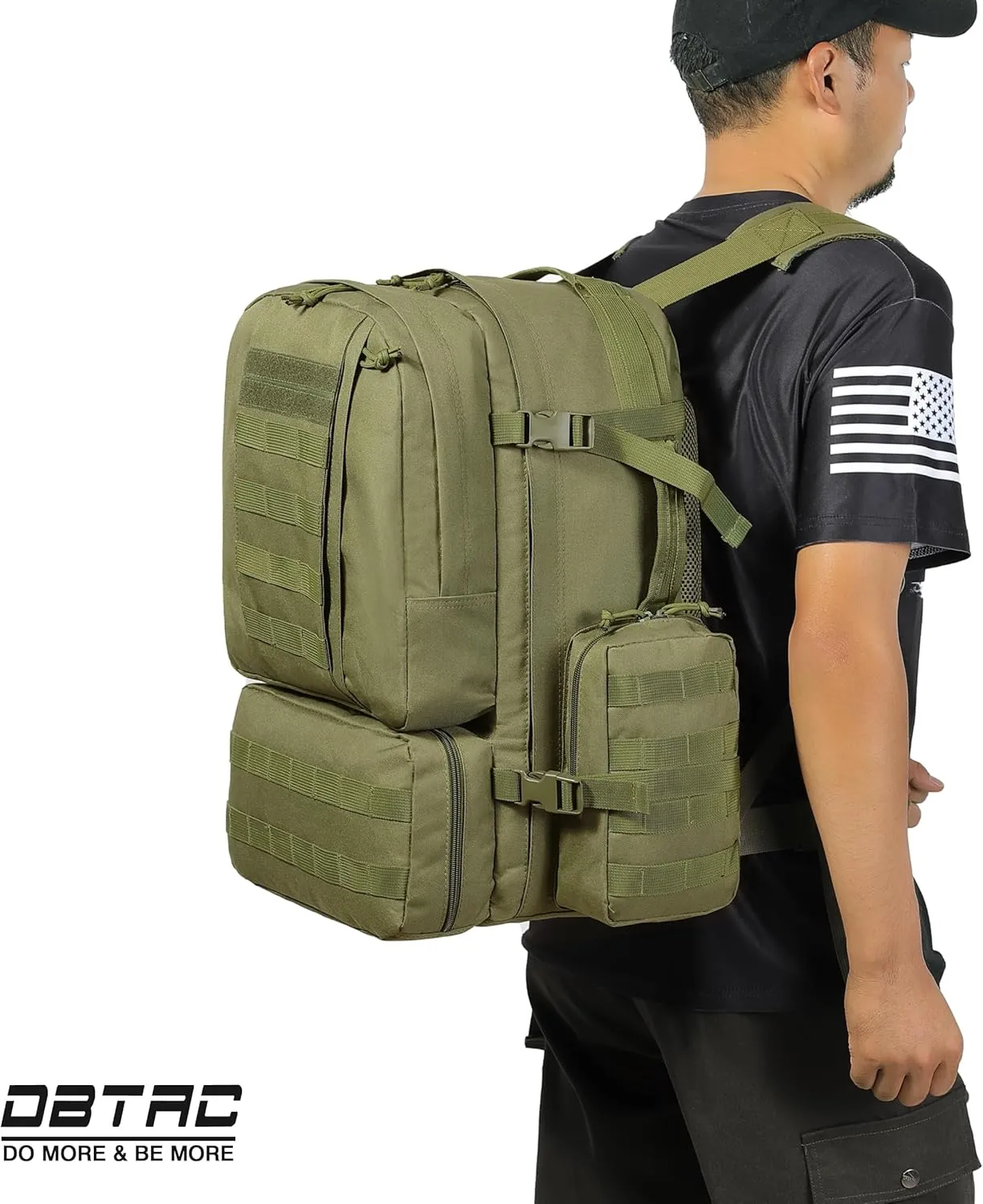 DBTAC Tactical Backpack 50L Large Classic Army 3-DAYS Assault Pack Molle Bag for Outdoor Hiking/Travel/Work (OD Green)