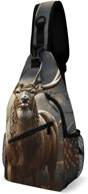 Deer Hunting Season Crossbody Bags Mini Sling Bag Fanny Chest Bag Travel Daypack Sling Backpack for Men Women