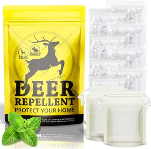 Deer Repellent 10 Pouches, Upgrade Deer and Rabbit Repellent Outdoor, Natural Deer Stopper for Plants Flower Vegetable, Deer Deterrent for Garden Yard Lawn, Keep Deer Out of Orchard Farmland