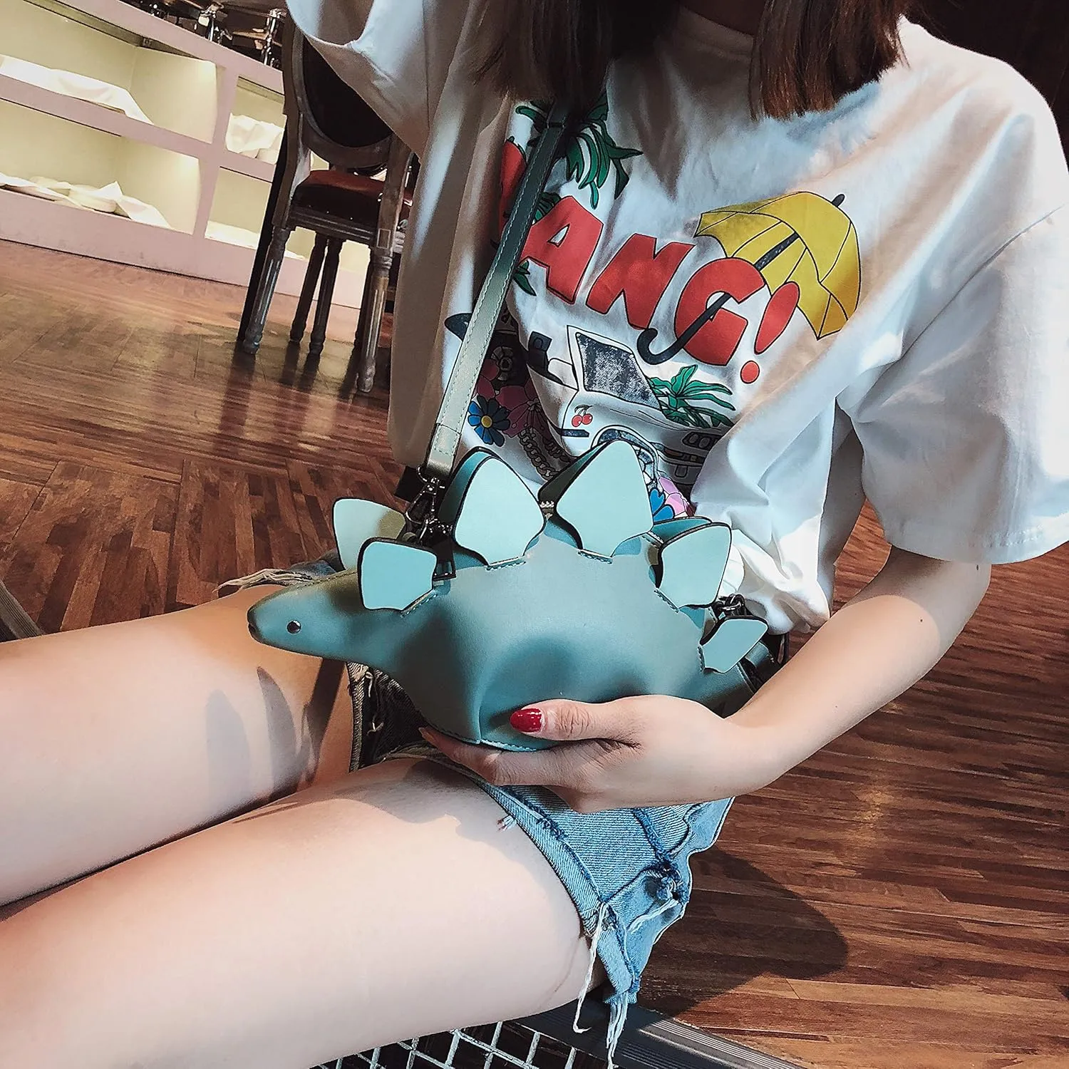Dinosaur Shoulder Purses,PU Stegosaurus CrossBody Bag for Girl Women