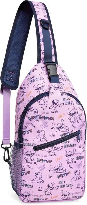 Disney Stitch Girls Crossbody Sling Bag, Adjustable Strap Zipped Compartments Stitch Gifts