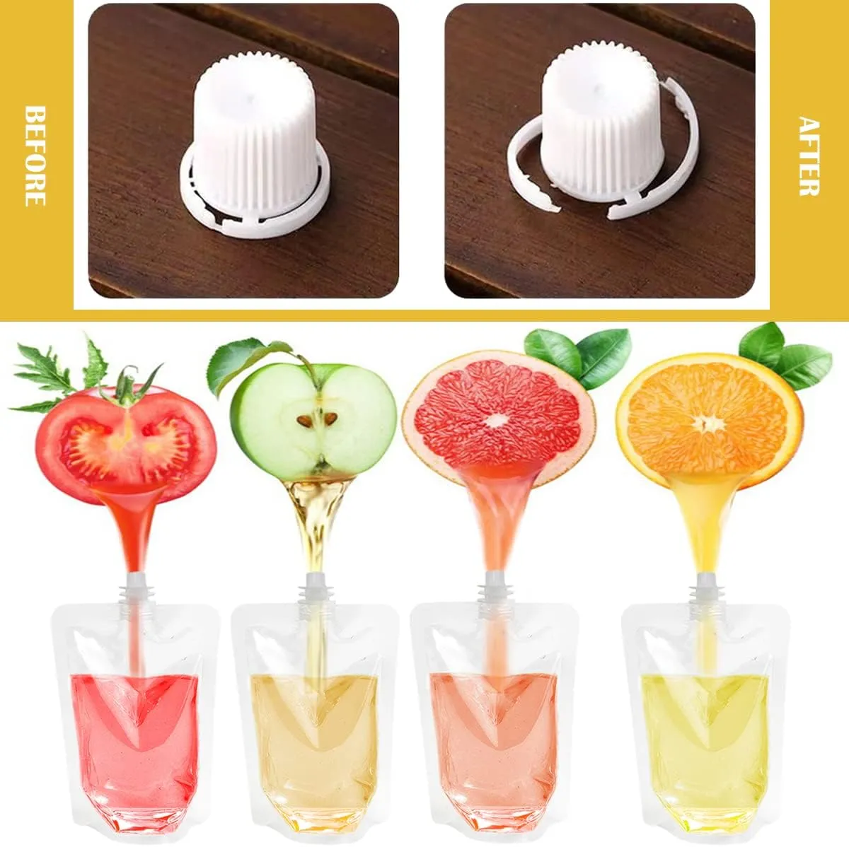 DOERDO 100 Pcs Reusable Plastic Flask Drink Pouches Portable Beverage Jelly Coffee Water Bagfor Home Travel Party Wedding Supplies, 100ml/3.4oz