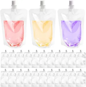 DOERDO 100 Pcs Reusable Plastic Flask Drink Pouches Portable Beverage Jelly Coffee Water Bagfor Home Travel Party Wedding Supplies, 100ml/3.4oz