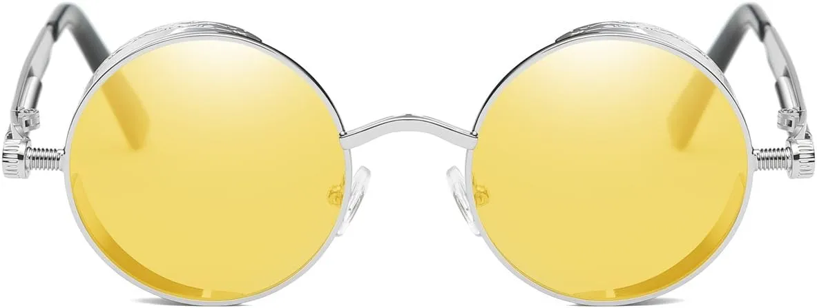 Dollger Vintage Steampunk Retro Metal Round Circle Frame Sunglasses