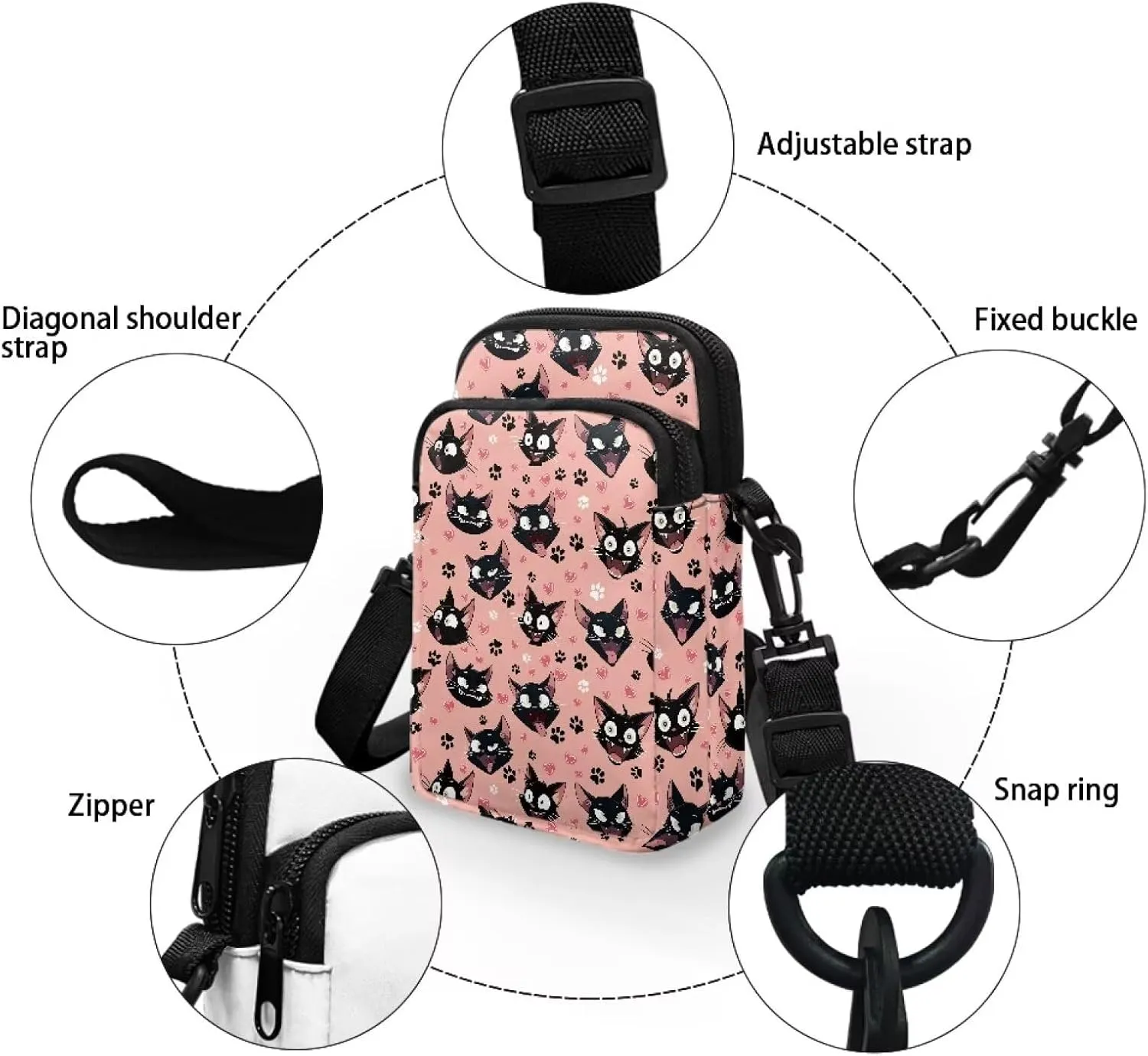 Double Layer Mini Crossbody Bag, Satchel Bags Handbag for Women Men