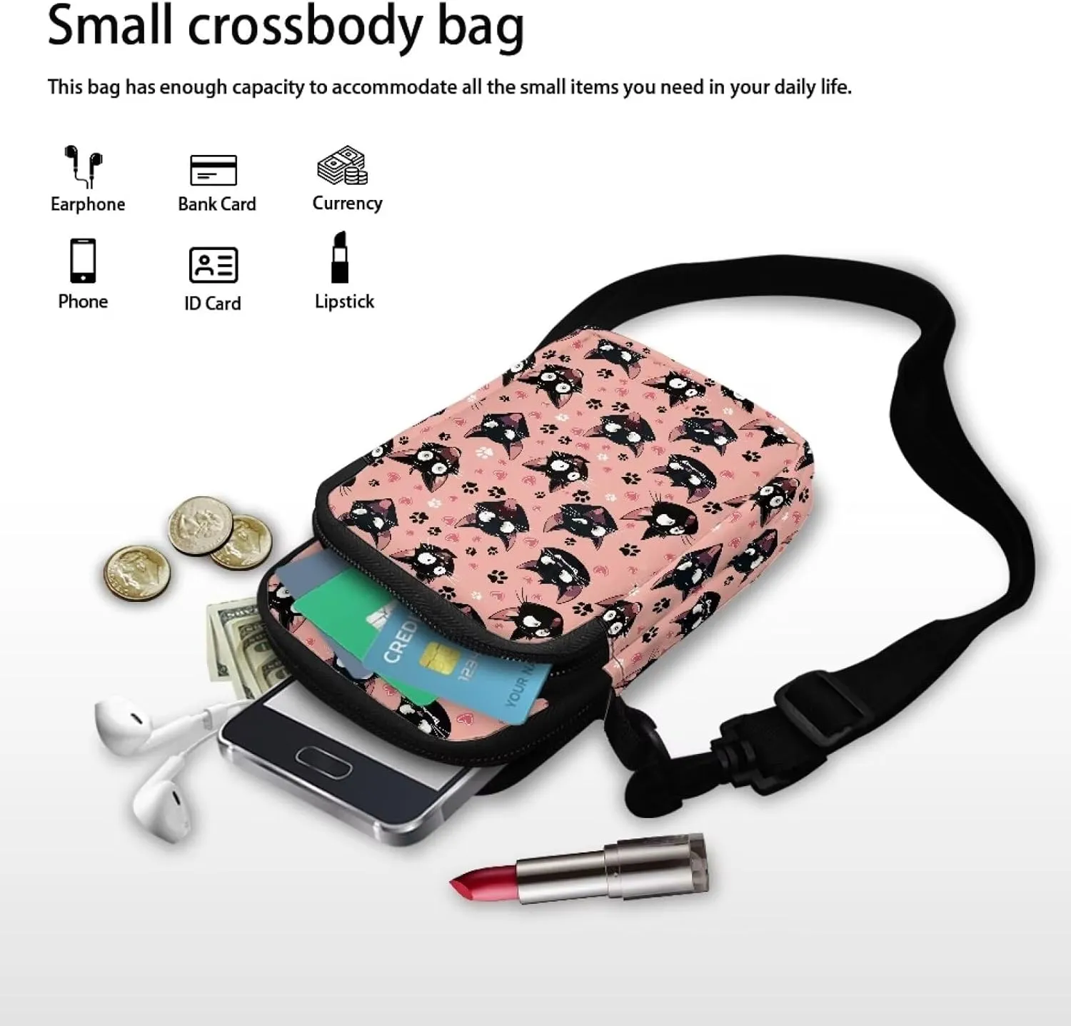 Double Layer Mini Crossbody Bag, Satchel Bags Handbag for Women Men